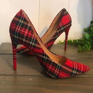 The Perfect Christmas Heels! - Lulus - Red Plaid 3” heels